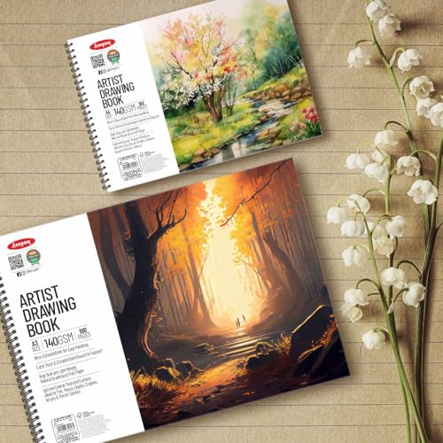 Image of Anupam Artist Drawing Book for Sketching with Cartridge Paper for Sketching Wiro Binding 140GSM 50 Sheets, 100 Pages for Artists, Kids & Professionals for Marker Colored Pencil Pastels (A4 Size)