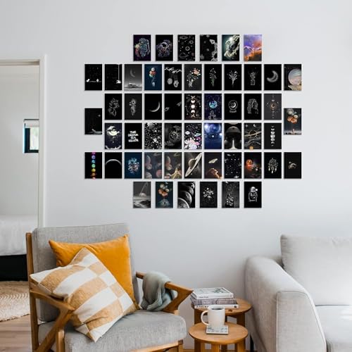 Image of Space Posters, Home Decor For Living Room, Aesthetic Wall Stickers For Bedroom And Gym, Gifts For Men And Friends, 4x6 Inches Size Collage Art Kit (Space Wall Collage Kit)