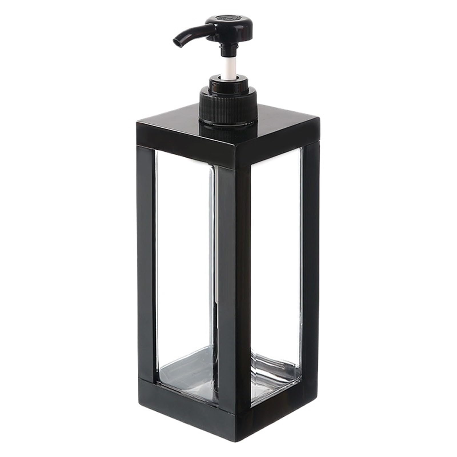 Zvli Push Dispenser Pump Bottle 500ml 750ml 1000ml Clear Plastic Square Refillable Container for Shampoo Body Wash Hand Soap(1000ml-Black)