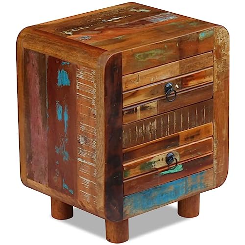 Table de chevet en bois de récupération unique d'ébénisterie