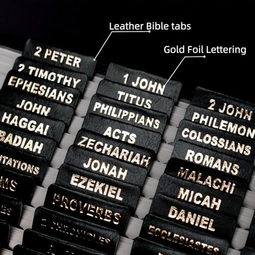 Image of UPAFEXXI-Leather Bible Tabs for Women and Men, Gold Foil Lettering(Black)