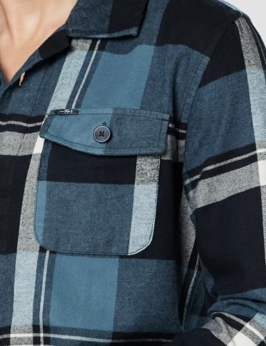 Image of The Indian Garage Co Men Regular Fit Checkered Full Sleeves Spread Collar Double Flap Pocket Casual Over Shirt