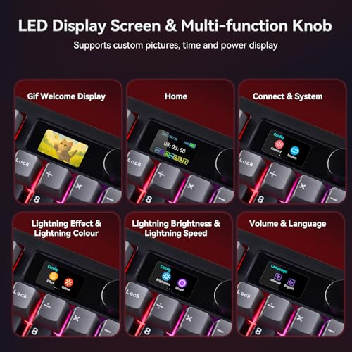 Image of AULA F106 Pro Wireless Gaming Keyboard Creamy Mechanical Keyboards 104 Keys | 8000mAh,Hot Swappable Custom Full Size Knob&Screen,RGB Backlit,Pre-lubed Blaze Switches,PBT Keycaps,Tri-Mode BT /2.4GHz /USB-C