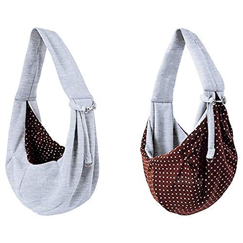 Meric Small Dog Sling Carrier Bag, Socialize and Bond with Your Best Friend, Adorable Reversible Pattern with Cross-BodyComfort and Security