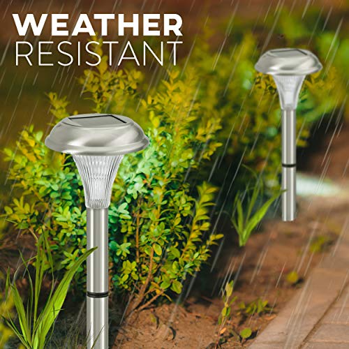 Solar Garden Lights for Outdoor 8 Brightest Light Set - Beautiful Brushed Stainless Steel - Transform Your Paths, Garden, Flowerbeds and Drive - Easy NO Wires Install - Stylish Design and 30cm Tall - Image 3