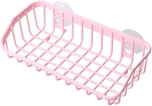 Rosojodg Égouttoir multifonction rose à suspendre, étagère de rangement à ventouse, porte-éponge pour accessoires de cuisine, étagère, porte-vaisselle