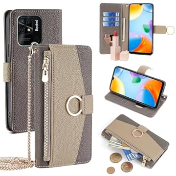 YOUULAR Capa carteira com alça transversal compatível com Xiaomi Civi 3 5G, bolsa magnética com bolso com zíper, capa flip de couro PU à prova de choque com suporte para Xiaomi Civi 3 5G cinza