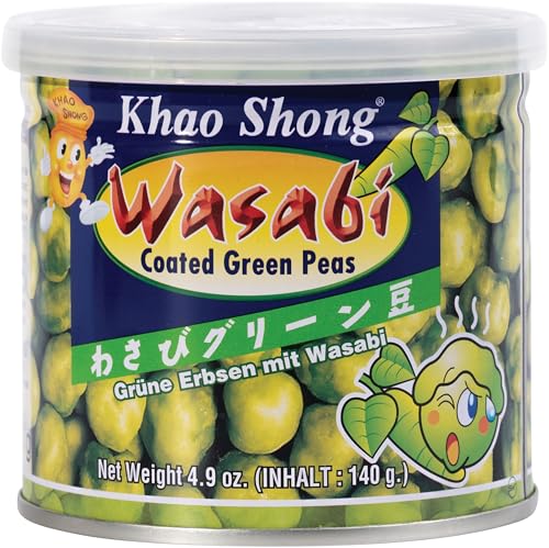 Guisantes secos con wasabi 140 g en frasco hermético Snack japonés crujiente y picante para aperitivo y mix de frutos secos