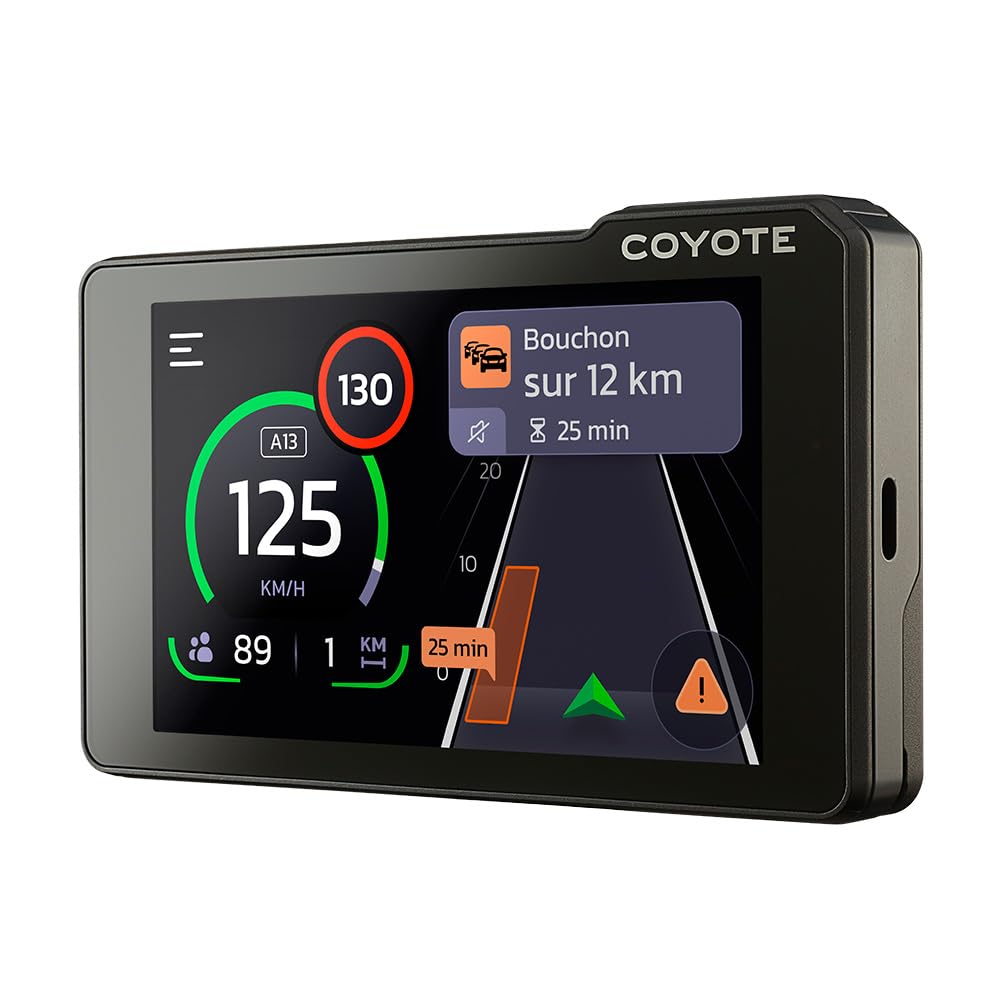 Coyote Max (France) – Assistant d’Aide à la Conduite - Assistant Vocal et Écran Tactile 4''- Avertisseur Dépassement Vitesse - Contrôles, Dangers, Trafic et Perturbations en Temps Réel - Bluetooth