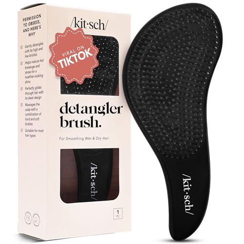 Kitsch Detangler Brush for Curly Hair, Wet or Dry, Black