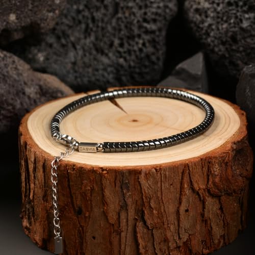 Pulsera de cadena de hematita ajustable para hombre miniatura 4