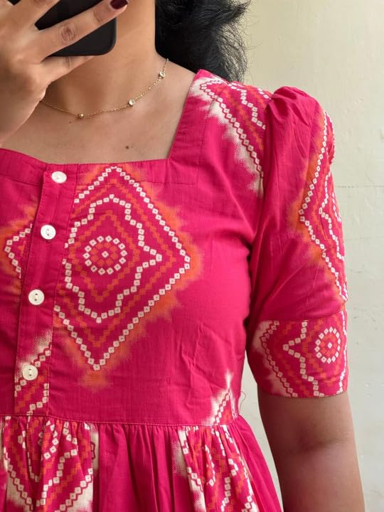 Image of Women's Rayon Floral Printed Midi Dress | Casual Fit & Flare One Piece Dress for Women | Stylish Short Sleeve Western Dress