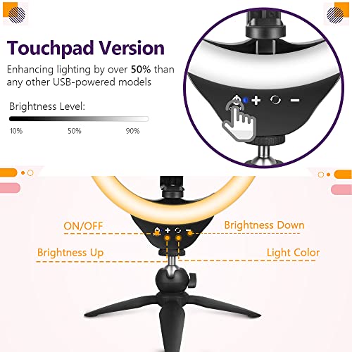 Eicaus Desktop 10'' Selfie Ring Light With Tripod Stand And Cell Phone Holder, Dimmable Led Circle For Computer/Zoom Call/Live Streaming/Makeup/Youtube/Tik Tok, Compatible Most Phones #TOP3