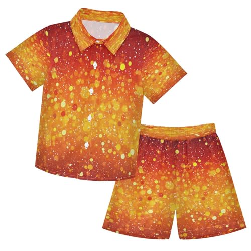 Boccsty Bright Red Orange Yellow Glitter Boy Summer Shorts Sets Hawaiian Toddler Boys T-Shirt & Pants 2 Pcs 3T - Main Image