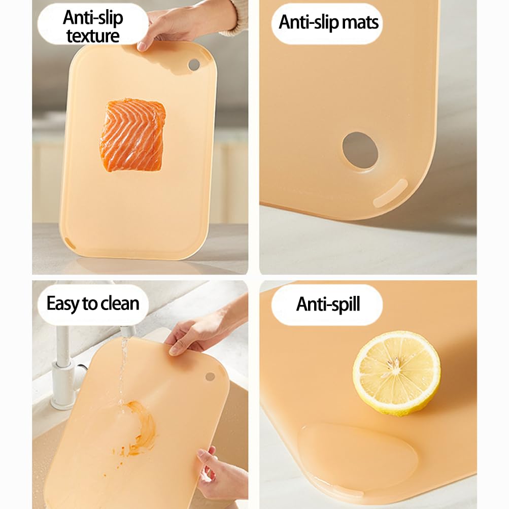 Kunststoff-Schneidebretter, Set mit 3 Schneidebrettern für die Küche, BPA-frei, Hacken von Fleisch, Gemüse, Obst, einfacher Griff, rutschfest und spülmaschinenfest, beidseitig erhältlich, grün