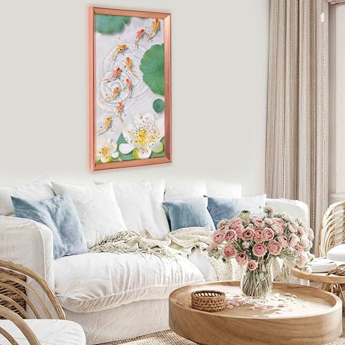 Image of Amazon Brand - Umi Framed Wall Painting, Colourful Fish & Blooming Flower with Crystal Diamonds For Wall Decoration Esthetic Wall Hanging Painting For Living Room Bedroom Housewarming Gift Office - 30x50cm