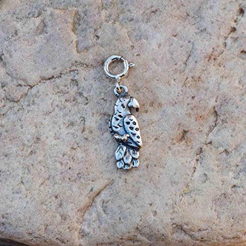 Sterling Silver African Grey Parrot Charm for Charm Bracelet4