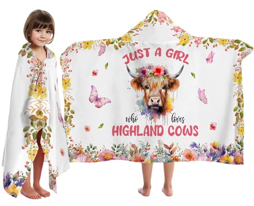 Image of Highland Cow Hooded Bath Towels for Girls,Soft Cotton Swimming Shower Beach Blanket (Highland Cow)