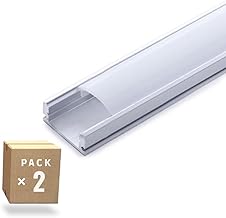 Pack 2 Aluminium Profile for LEDs Diffuser Opal Strip 2M | Greenice
