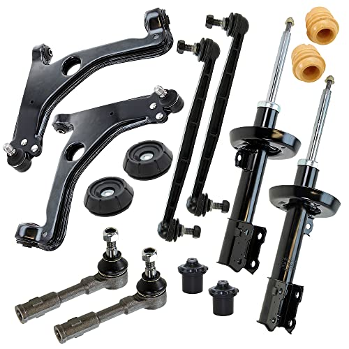 BESTPRICE 2x Amortiguador de presión de aceite puntal delantero bitubo incl. soporte de puntal y kit de protección contra el polvo, compatible con RENAULT TWINGO I (C06_)