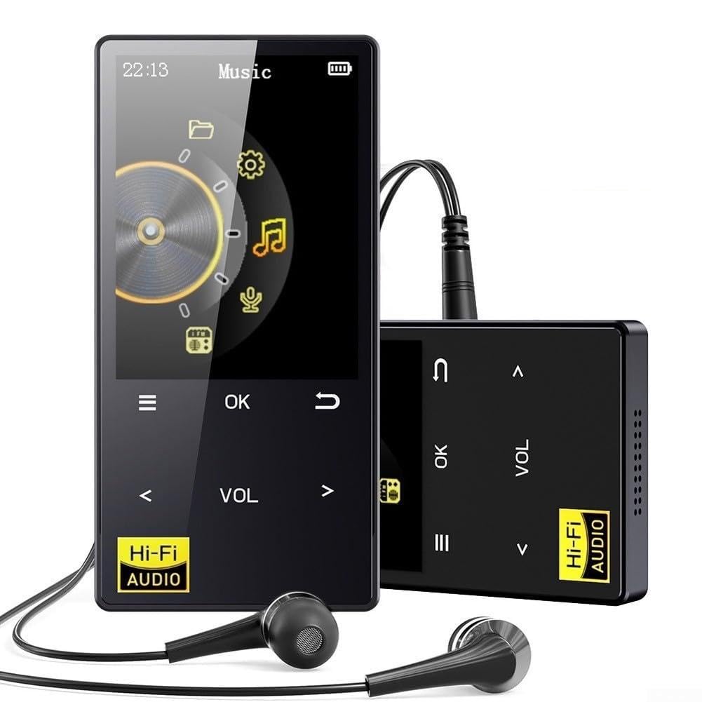 Reproductor de música HiFi MP3 con pantalla de 2.4 pulgadas, 32 GB, calidad de sonido sin pérdidas, radio de memoria ampliable, reproductor portátil (32 GB + 32 GB integrados)