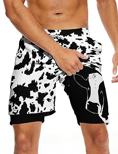 CHILL·TEK Men's Swim Trunks with Compression Liner Quick Dry 2 in 1 Swimming Trunks Beach Board Shorts Bathing Suits Swimwear
