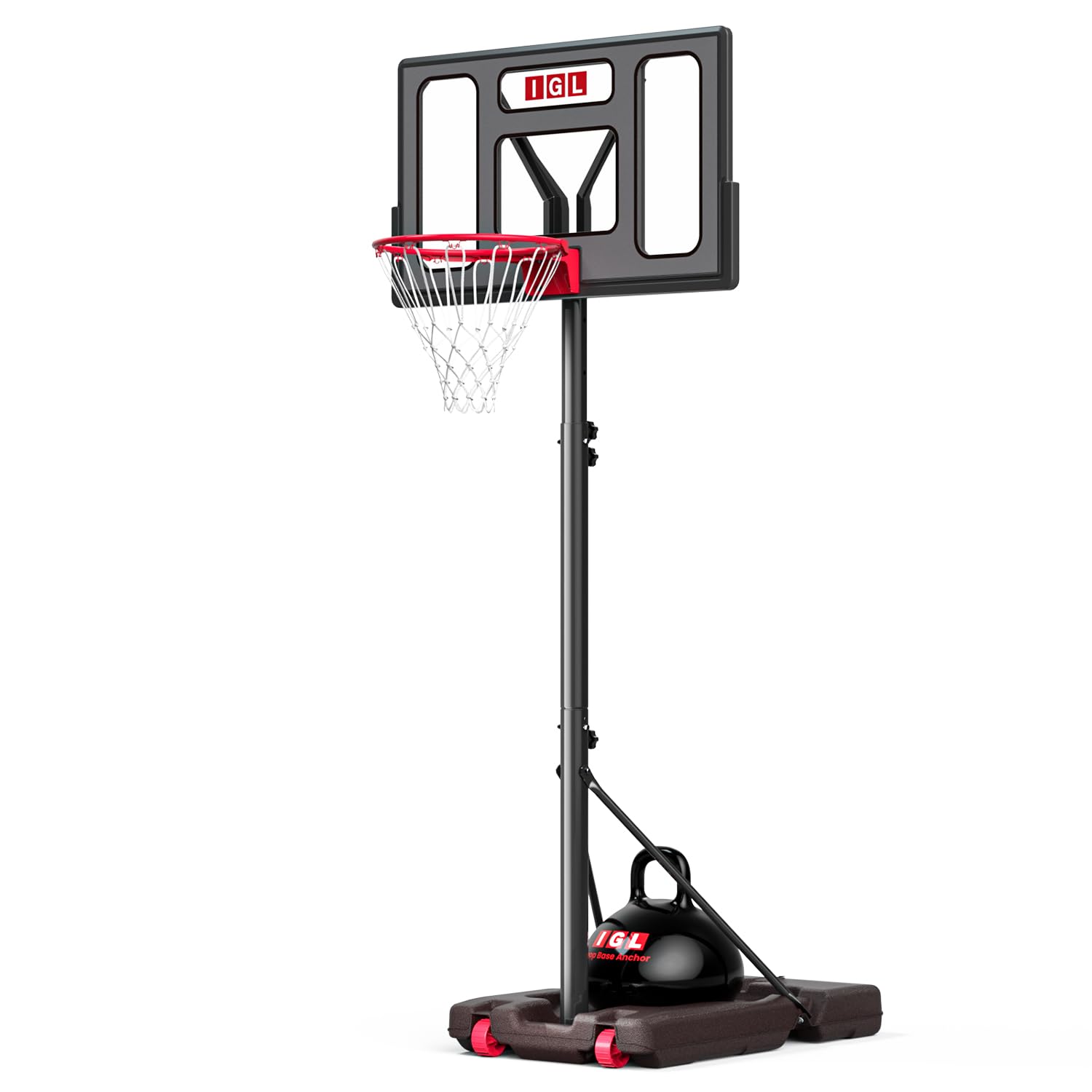 IGL Portable Basketball Hoop, 5.6-10FT Adjustable Basketball Goal System, 40/44 Inch Outdoor Basketball Hoop &amp; Goals for Kids, Youth, and Adults in The Backyard, Driveway with PC Backboard
