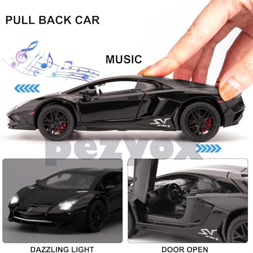 Image of 1:32 Scale Lamborghini LP750 Model Diecast Metal Pullback Toy car with Openable Doors & Light, Music Boys car for Kids Best Toys Gifts Toys for Kids (Black)
