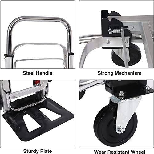 Chariot plat robuste portable 4 roues et diable de manutention convertible