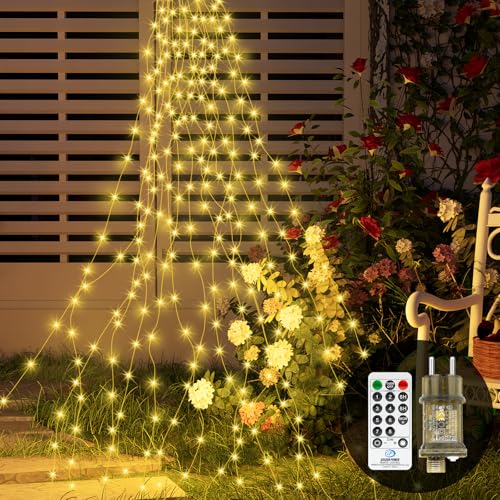 YIFMOO 1M 100LED Lichterschweif mit Strom, 8 Modi Lichterbündel mit...