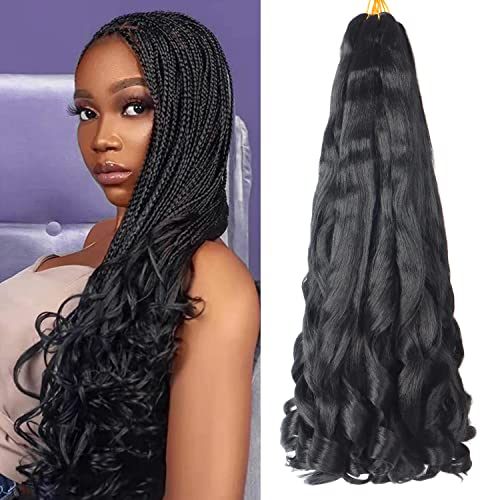 22 inch French Curl Braiding Hair 8 Pack Loose Wavy Spiral Curl Braids Crochet Hair Deep Wave Synthetic Extensions Pre Stretched Bouncy Braiding Hair (22 inch