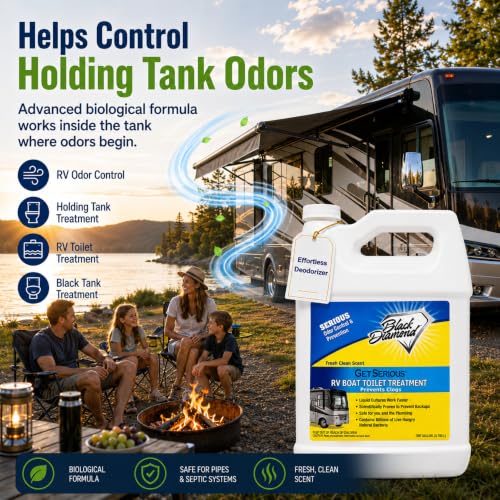 Image of Black Diamond Stoneworks GET SERIOUS RV,Boat,Camper Chemical Toilet Holding Tank Treatment&Deodorizer.Works Faster Than Tablets or Packs in Grey&Black Water. Concentrated with Stress Relief Fragrance