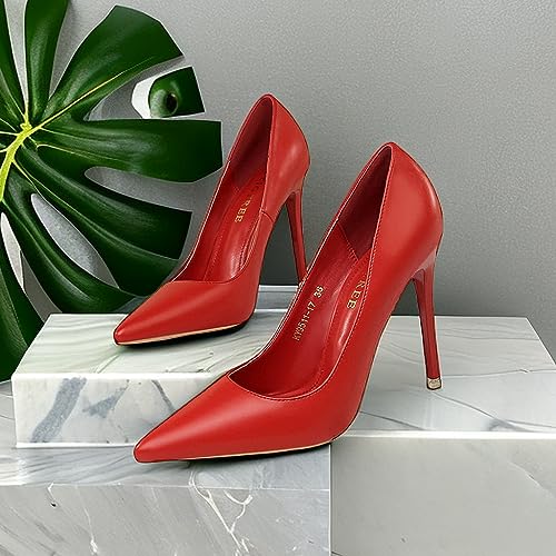 JOEupin Women's Classic Slip On Candy Color Pointed Toe Stiletto Dress Pump2
