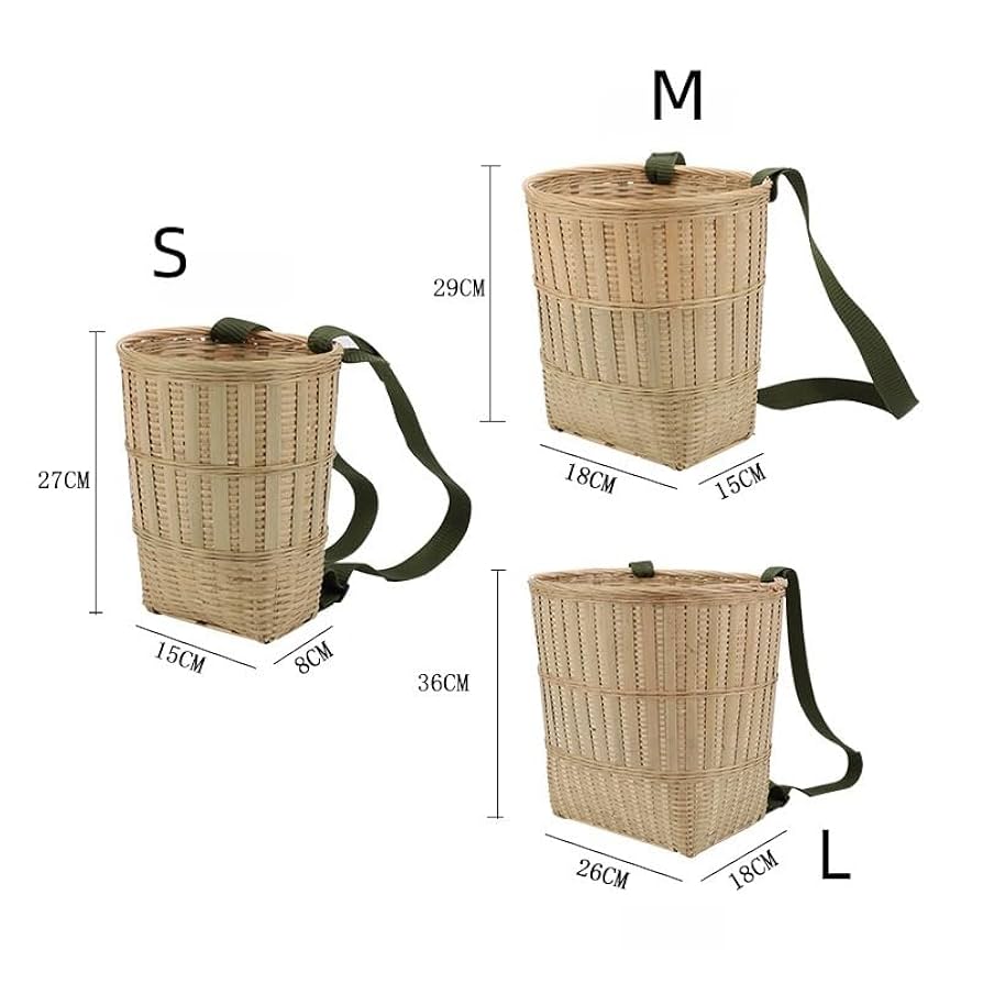 竹製カゴ Amazon | 竹製腰かご（大）31cm×28×高31cm 腰ビク 背負い籠 | 腰