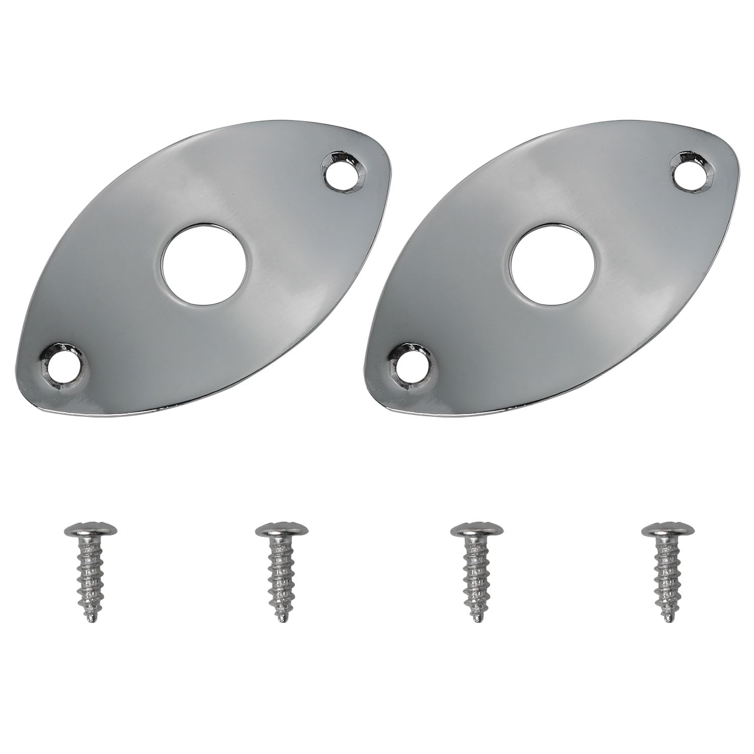DGBRSM 2PCS Guitar Jack Socket Plate Round Metal Output Jack Plate Cover Oval Football Style Output Jack Plate for Guitar Bass Ukulele Banjo Mandolin with Mounting Screws