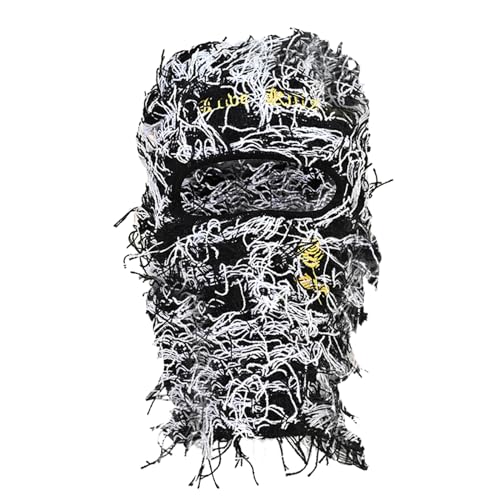 Balaclava de punto cálida para hombres y mujeres, gorro tejido, bordado, letra, resistente al viento, gorro con capucha para andar en moto, esquiar miniatura 4