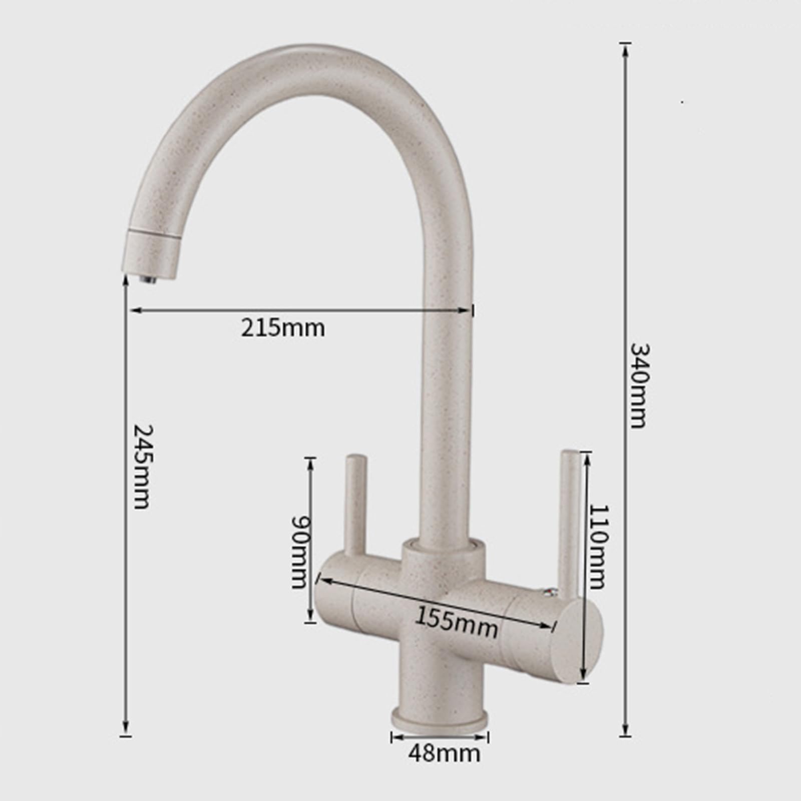 XJTNLB Rubinetto Depuratore Acqua Avena 3 Vie Rubinetto Lavello Cucina 3 Vie per Osmosi con Doppia Maniglia