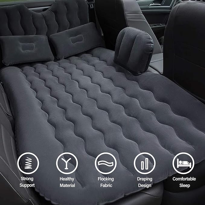 ALIGANG Car Air Mattress Back Seat for GMC Sierra 1500 2500 3500, Double-Sided Flocking, Black