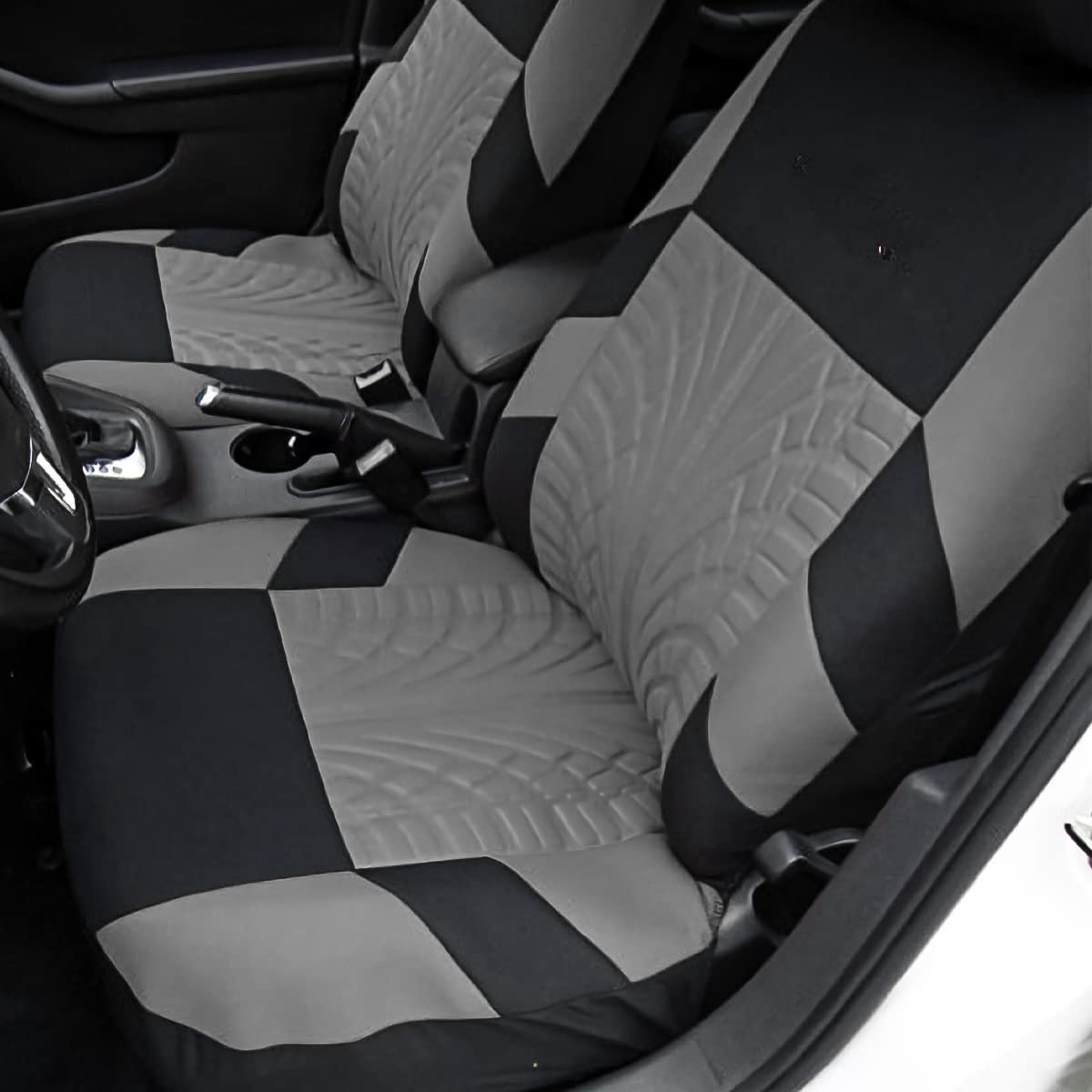 CGEAMDY 2 Housse De Siege Voiture Universelle, Couverture Couvre Sieges Impermeable Polycoton Tissu Accessoires Interieur, pour Avant Et Arrière, pour avec Presque Toutes Les Voitures（Gris）