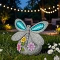 zuzuzen Solar Dragonfly Garden Decor with Cracked Glass Wings, Outdoor Resin Dragonfly Statue with Solar Light for Patio, Lawn, Yard Ornament Eco-Friendly Housewarming Gift for Women