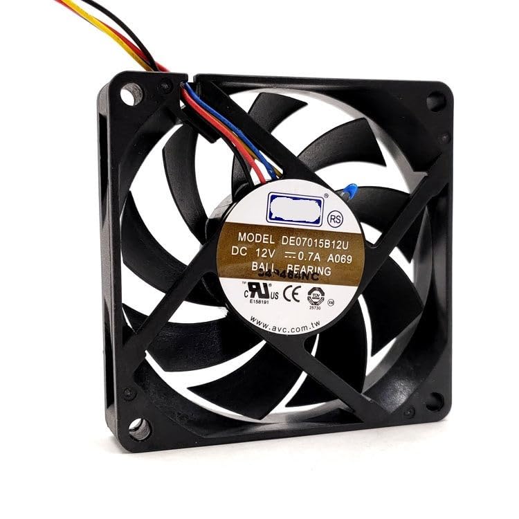 DE07015B12U 12V DC 0.7A 70x70x15mm 2.3.4-Wire Temperature Control Fan 7CM for Power Supplies & Industrial(3 Lines)