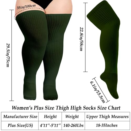 Image of Moon Wood Plus Size Thigh High Socks for Thick Thighs- Womens Knit Cotton Extra Long Over the Knee High Socks Leg Warmer