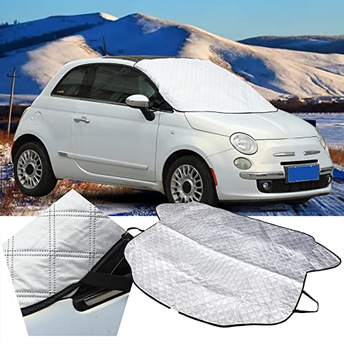 Image of HAPPYHORSE Snow Windshield Snow Cover for Fiat 500 Abarth 2010-2023 Winter Snow Frost Car Windshield Cover Accessories
