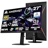 Amzfast 27 Pouces 4k Dual Mode Fast IPS Ecran PC Gamer, UHD 160Hz/FHD 320Hz, Haut Parleurs Intégrés, 1ms MPRT, HDR 400, sRGB126%, HDMI 2.1, DP1.4, Adaptive Sync, PBP/PIP-AMZG27F6U