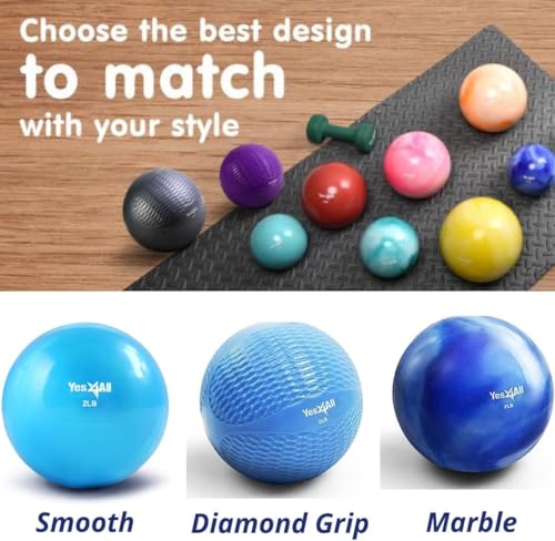 Image of Yes4All Weighted Toning Balls for Exercise, Soft Medicine Balls for Exercise, Pilates, Yoga, Balance, Flexibility, 2-10lbs