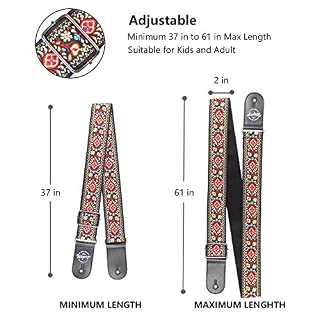 Sangle de Guitare Jacquard Weave Cuir Véritable Fin Vintage Classic pour Basse Acoustique électrique Ukulélé Concert… - Les Beatles, Paul McCartney, John Lennon, RIngo Starr, George Harrison Sangle de Guitare Jacquard Weave Cuir Véritable Fin Vintage Classic pour Basse Acoustique électrique Ukulélé Concert… – Image 6
