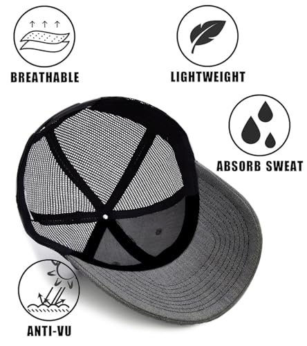 Image of 2-Pack Breathable Mesh Snapback Trucker Hats, Adjustable Baseball Caps for Men Women, Cotton-Poly Twill Outdoor