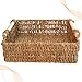Housoutil Słomy Kosz Z Uchwytem ​​Wiklinowy Kosz Do Przechowywania Z Drewnianą Rączką Dekoracyjną Wiklinowy Mały Kosz Tkane Kosze Łazienki Kosze Do Organizowania Mały Rozmiar 21X21x5cm