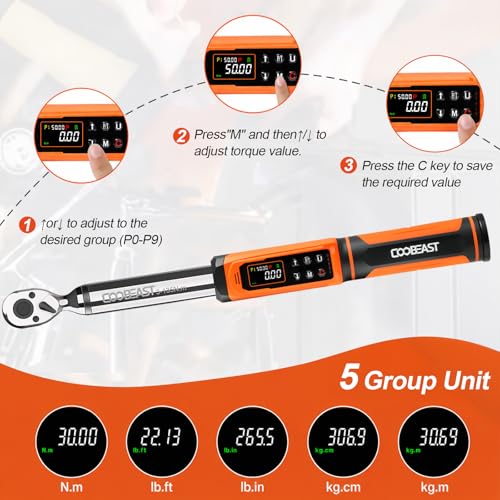 coobeast Digital Torque Wrench 3/8 Drive