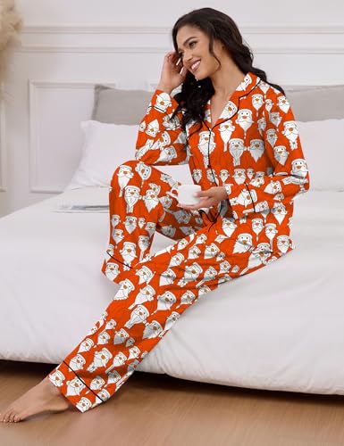 Image of SHESHOW Satin Pajamas for Women Set Long Sleeve Button Down Sleepwear 2 Piece Nightwear Women Pjs Sets Size XS-XXL